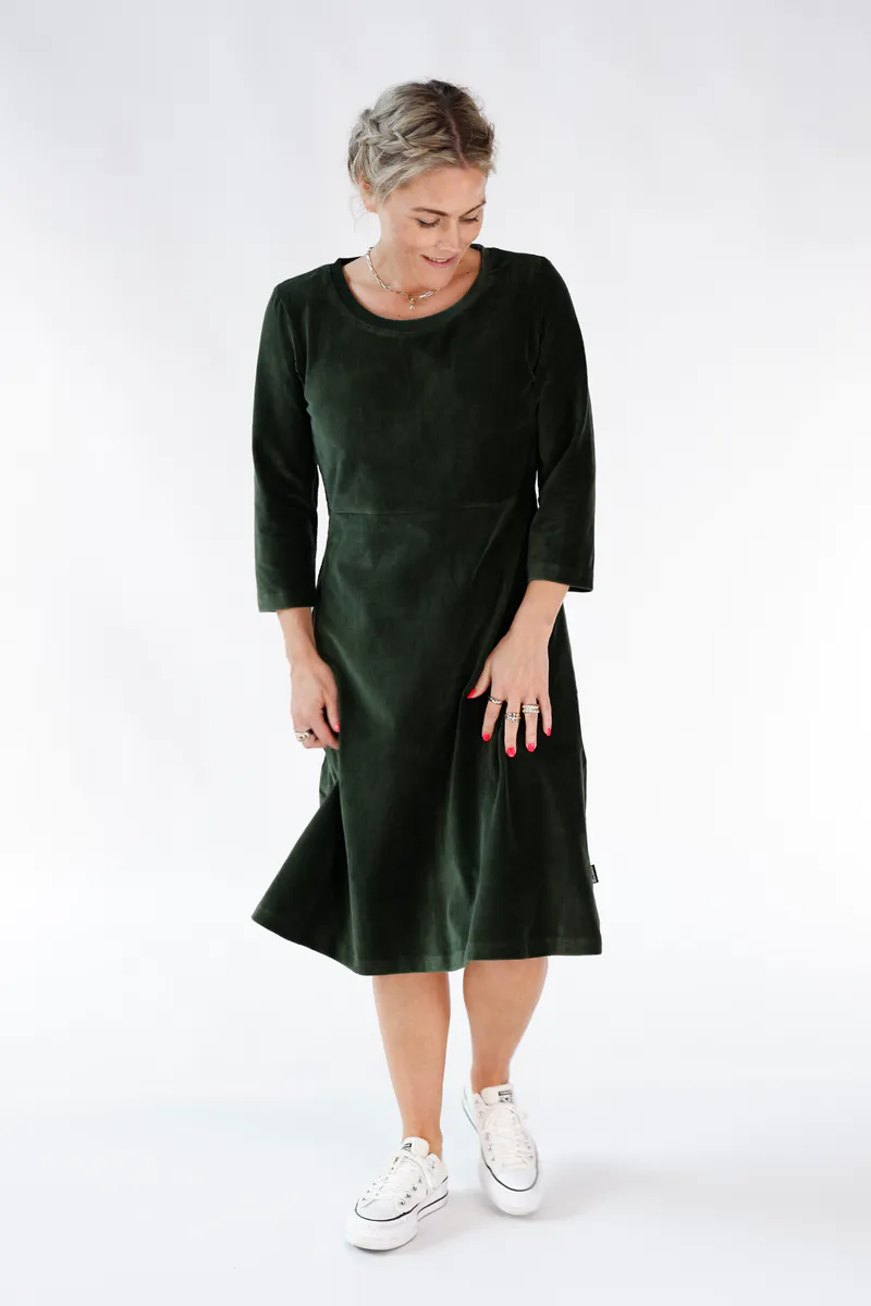 Elli kjole babycord combogrønn 