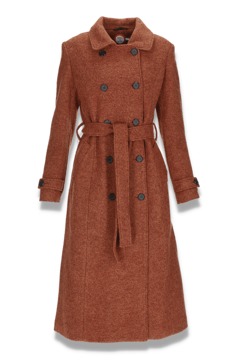 Carola ullkåpe i rustbrun
