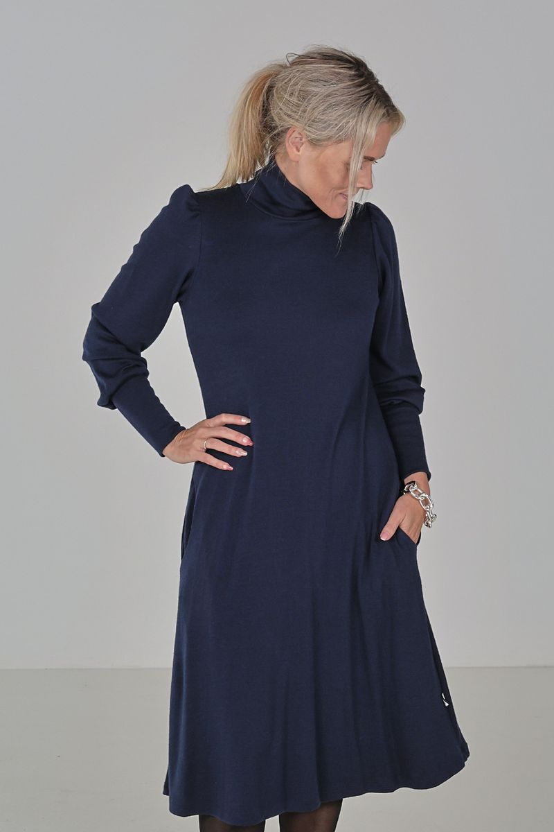Milanda blå merinoull kjole