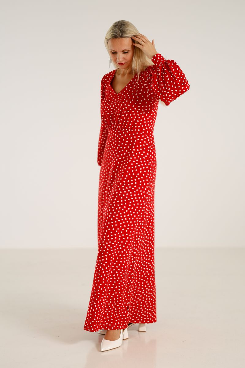 Viktoria rød og hvit hjertekjole