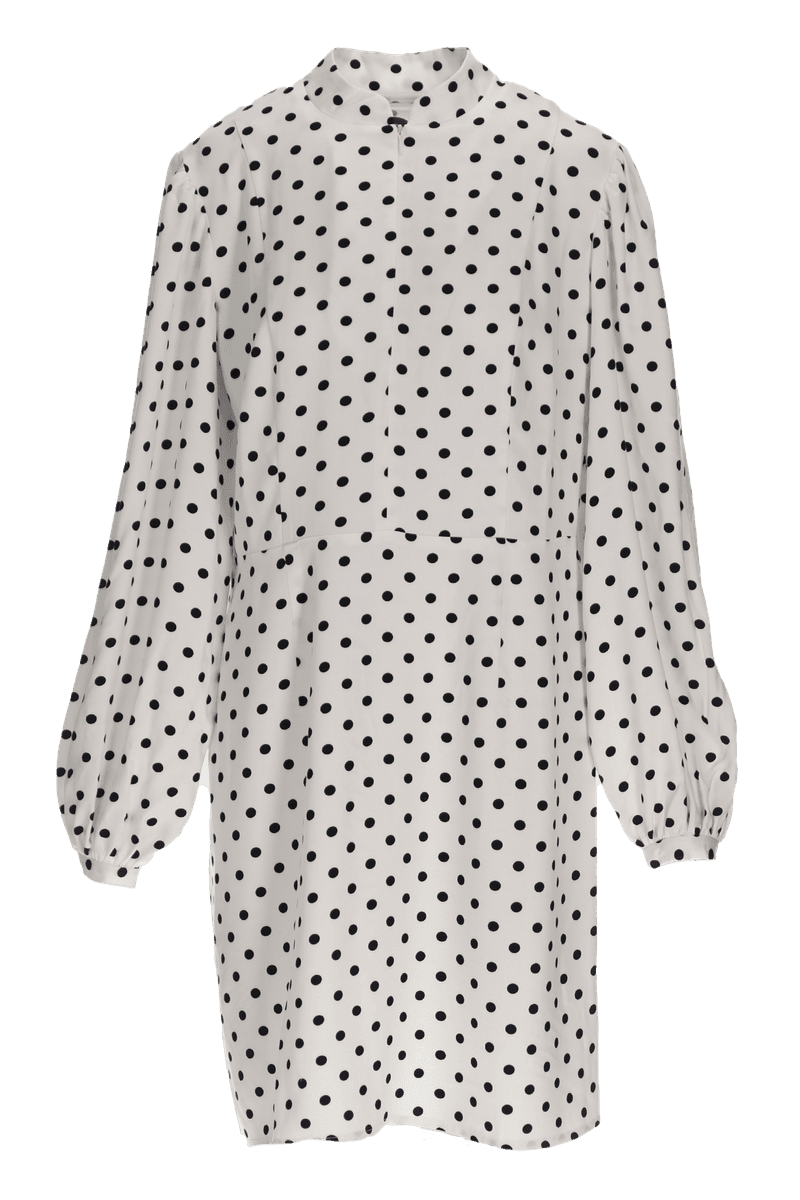 Trazy hvit og sort polkadot kjole