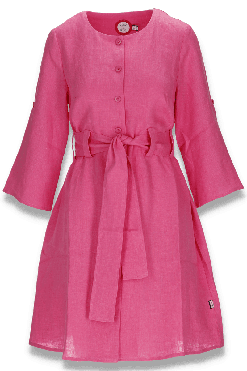 Eirunn rosa  skjortekjole i lin