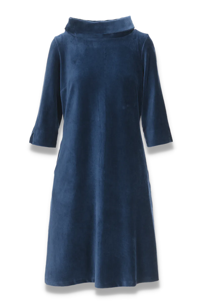Sanna marineblå kjole i velur