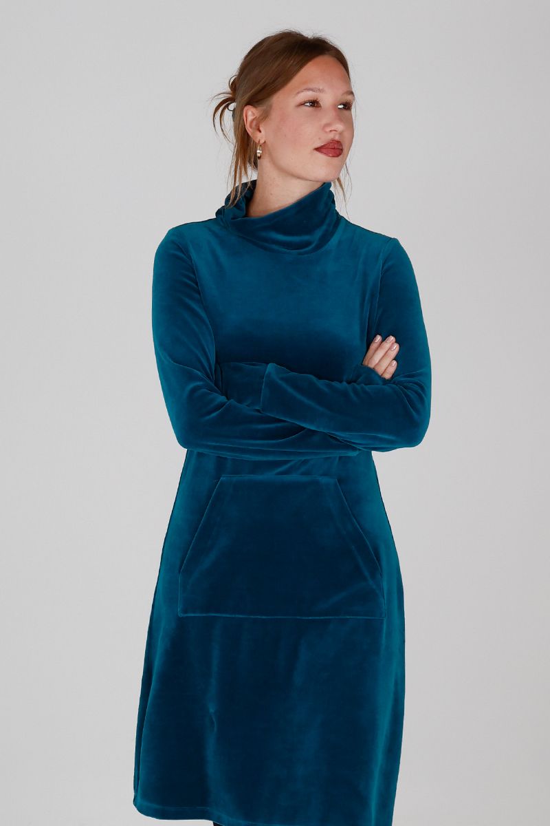 Lilli petrol sporty velurkjole