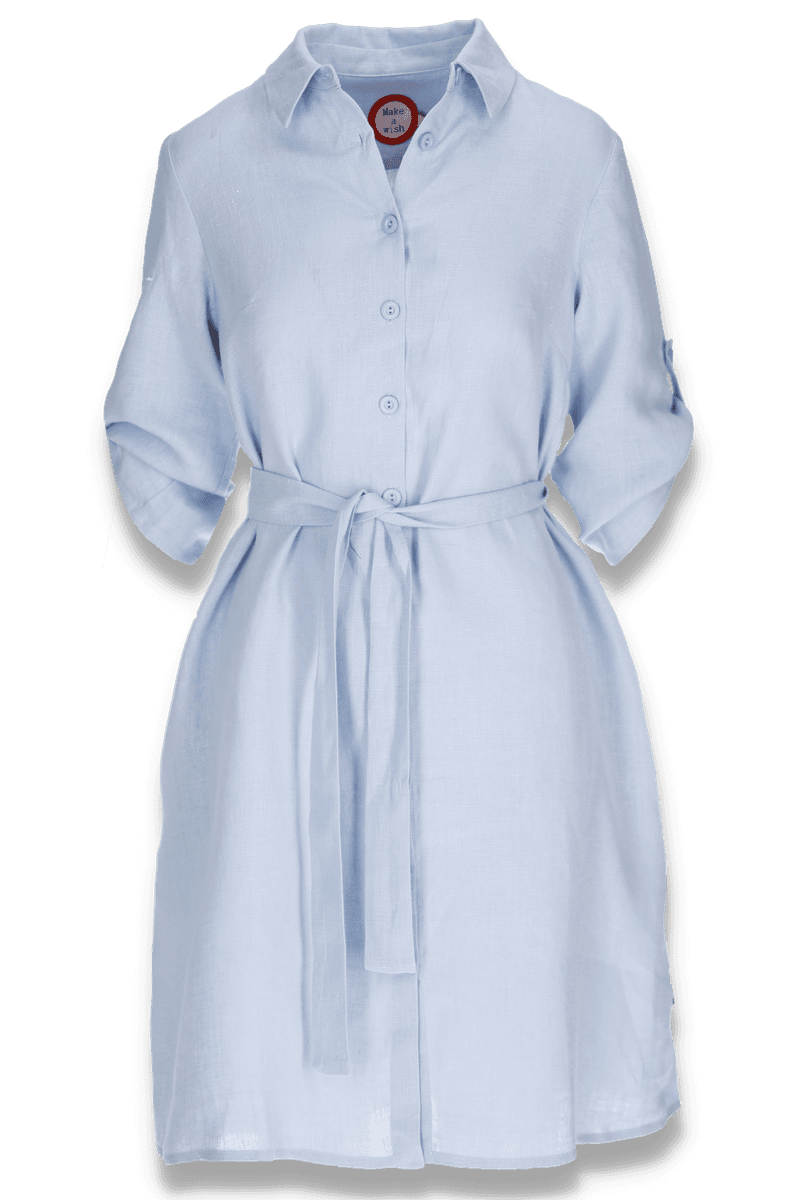 Fay himmelblå skjortekjole i hør