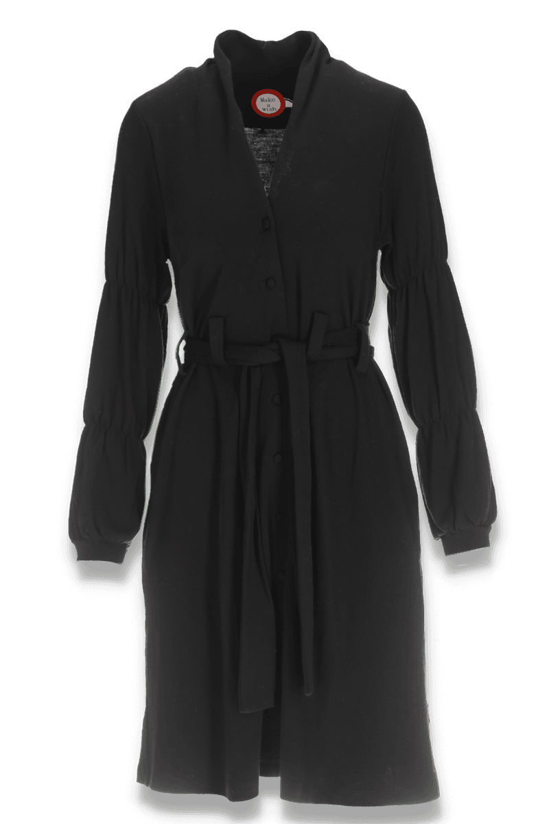 Benedikte sort merinoull kjolejakke