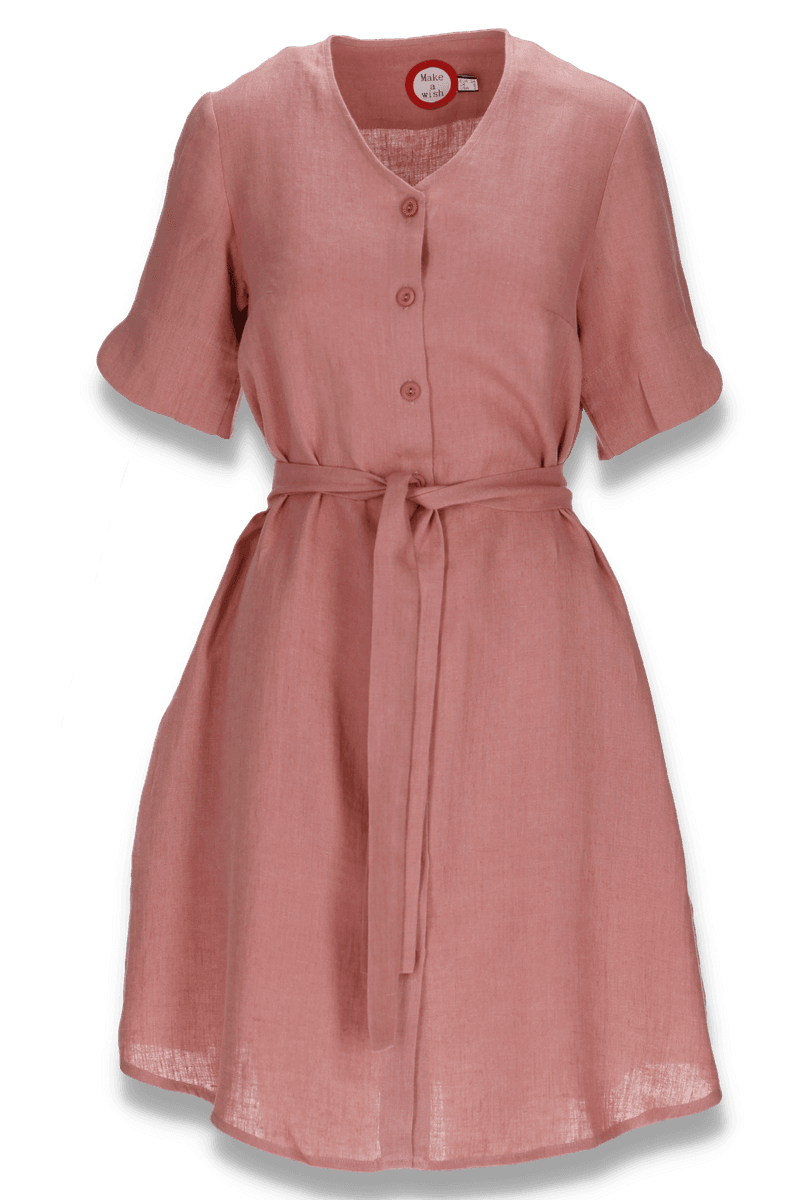 Alberte peach skjortekjole i lin