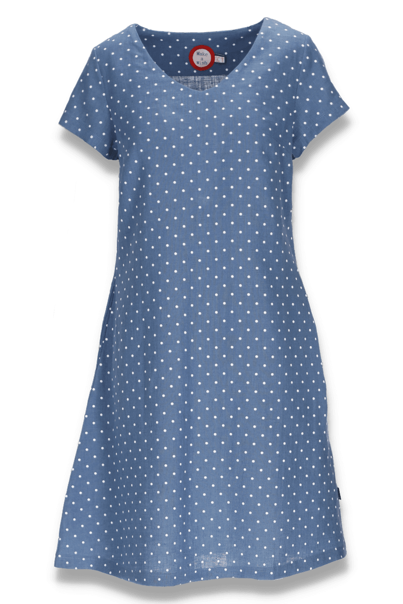 Siril jeansblå polkadot linkjole